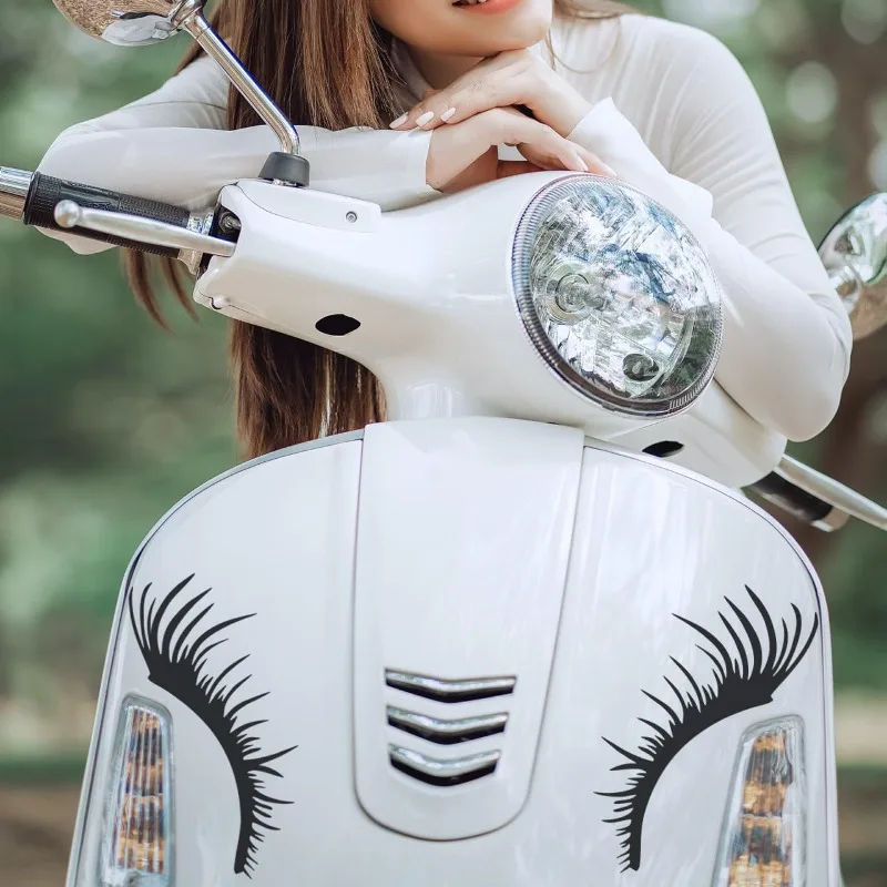1Pair Of Charming Eyelash Stickers For Car Headlights,Car Bumper Decorations,Motorcycle Shaped Body Stickers,Windshield Stickers
