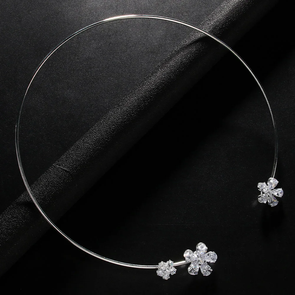 Stonefans Fashion Crystal Flower Collar Necklace Jewelry for Women Simple Metal Open Choker Torques Jewelry Accessories Gift