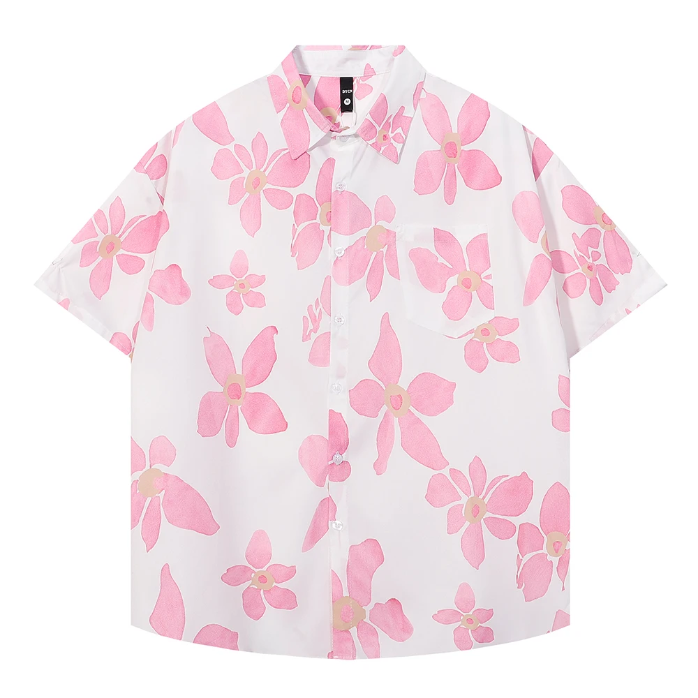 

Floral Printed Hawaiian Shirt Men's Shirts Man Clothing Japanese Style Top Summer Beach Tops Oversized Y2k Short Sleeve T Shirt