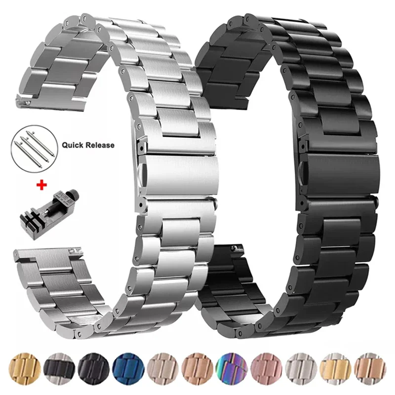 Stainless Steel 20mm 22mm Strap for Samsung Galaxy Watch 6 4 5 Pro Classic Solid Metal Band Bracelet for Huawei GT 4 Amazfit GTR