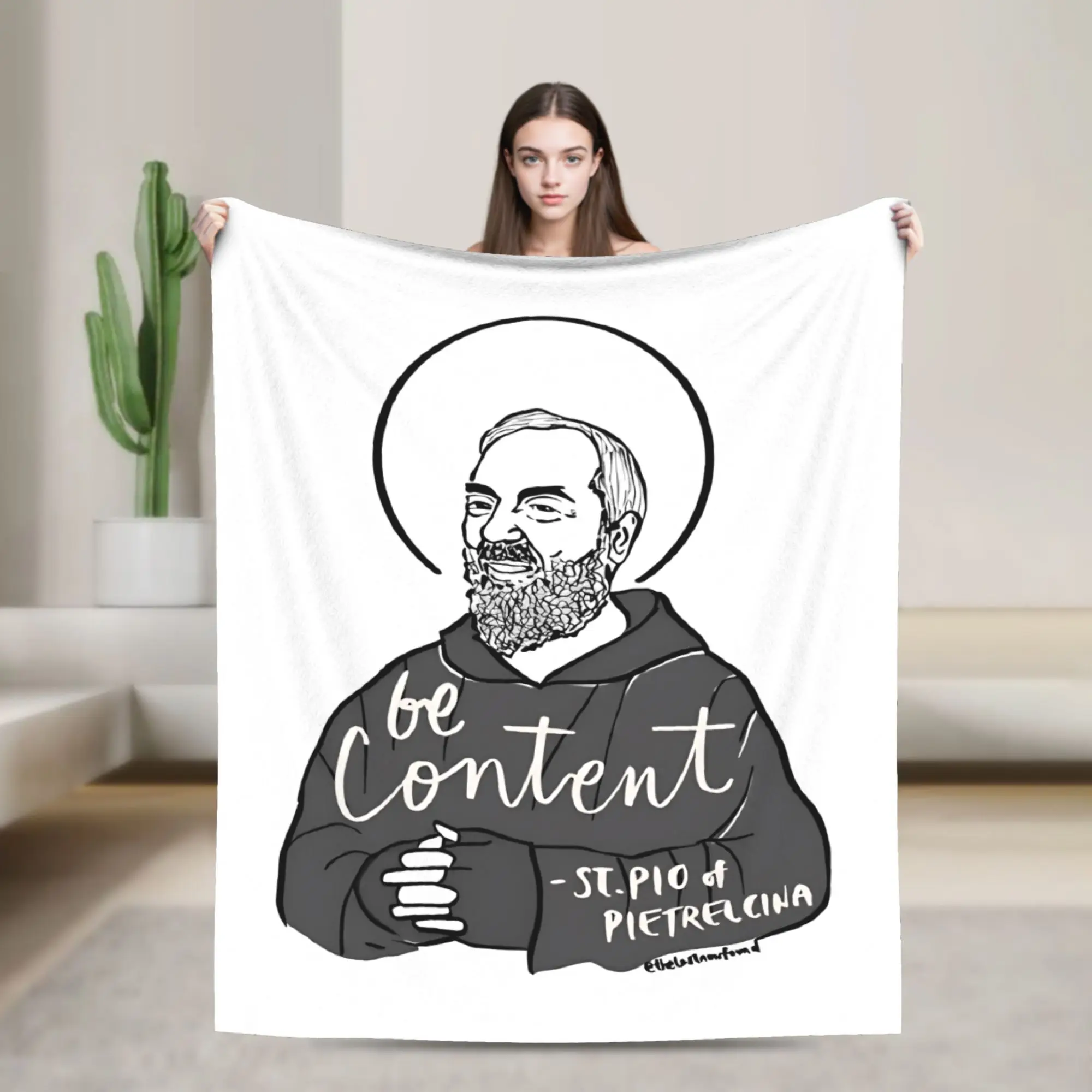 Padre Pio Of Pietrelcina Soft Blanket Stay With Me Children Plush Throw Blanket Fashion Bedroom Flannel Bedspread Sofa Bed Cover