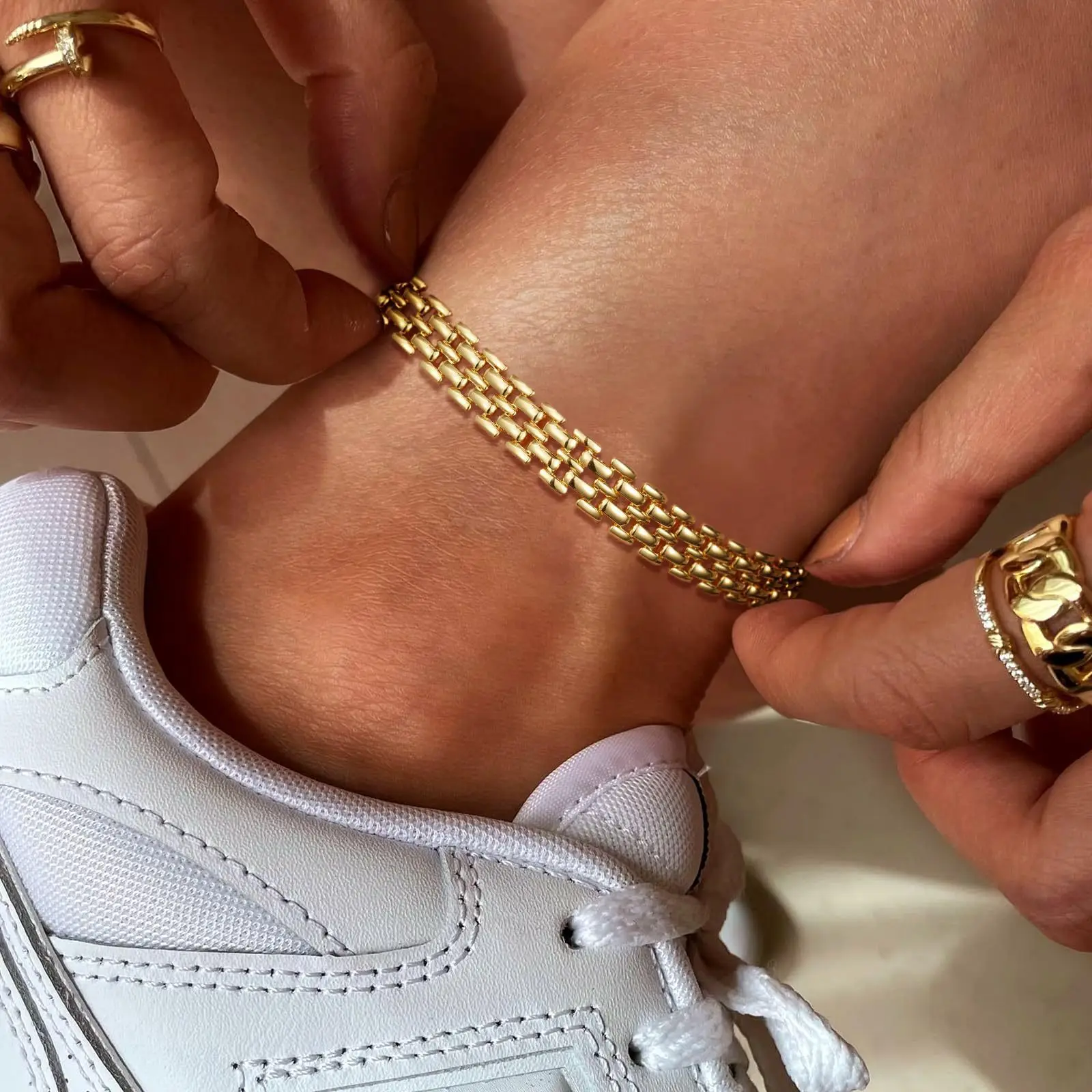 

Fashionable Thick Chain Anklet Wide Face Chain Popular Summer Beach Foot Accessories