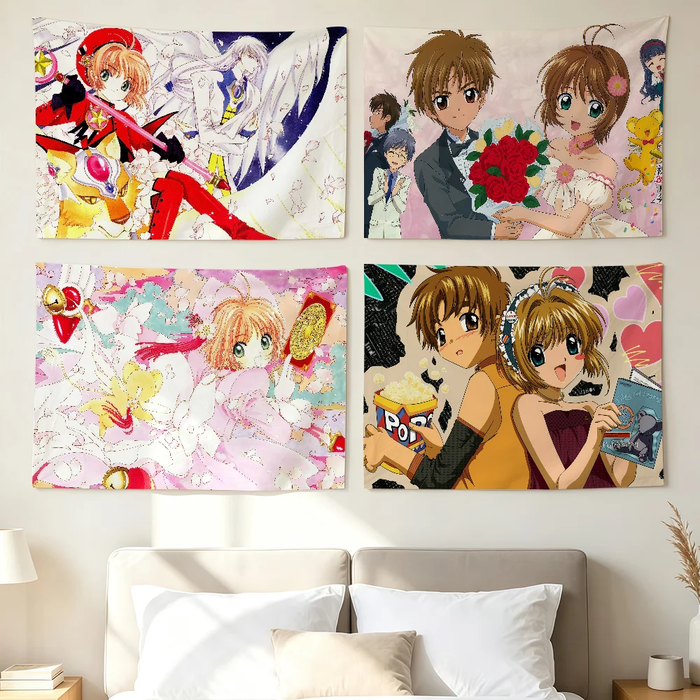 Anime C-cardCaptor Sakura Cartoon Flag Wall Decorations Home Decor Suitable For Living Room Bedroom Dormitories Parties Holidays