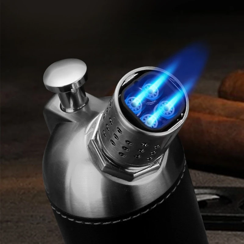 Briquet torche coupe-vent HONEST, chalumeau au butane pour cigares/barbecues avec grande chambre à gaz, torche de table rechargeable, cadeau