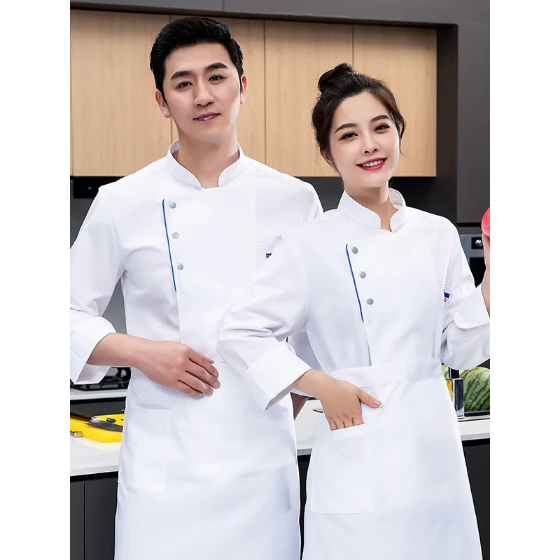 Chef workwear manga de três quartos masculino outono inverno chef manga longa catering cozinha roupas de trabalho manga longa roupas de cozimento