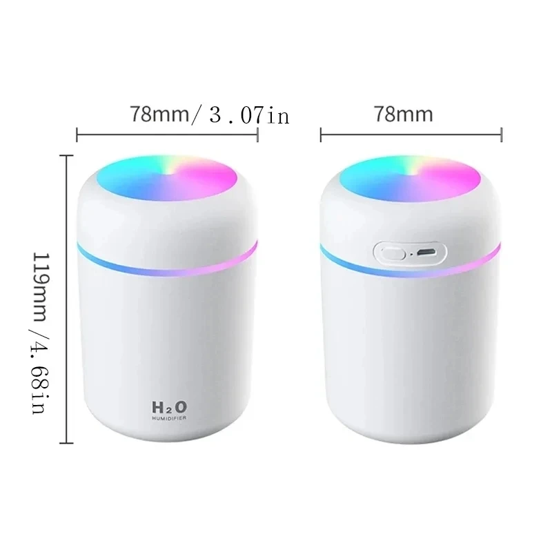 300ml Humidifier Portable USB Ultrasonic Colorful Cup Aroma Diffuser Cool Mist Maker Air Humidifier Purifier With Light For Car