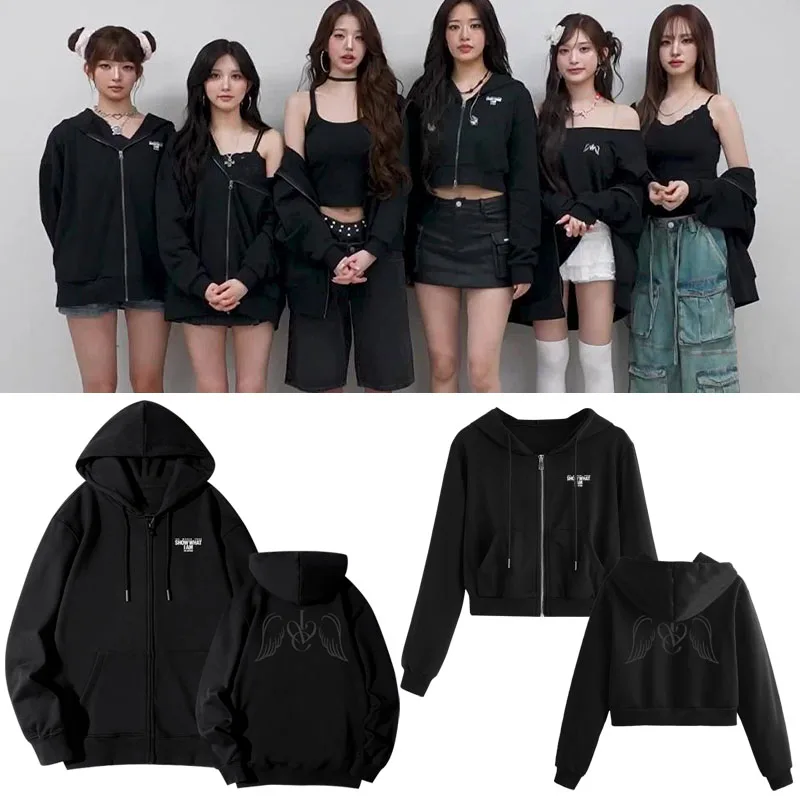 

Ive2026 World Tour Concert ShowWhatIAm Spring Autumn Short Crop Top Hoodie Sweatshirt Breathable Loose Fit Cotton Blend