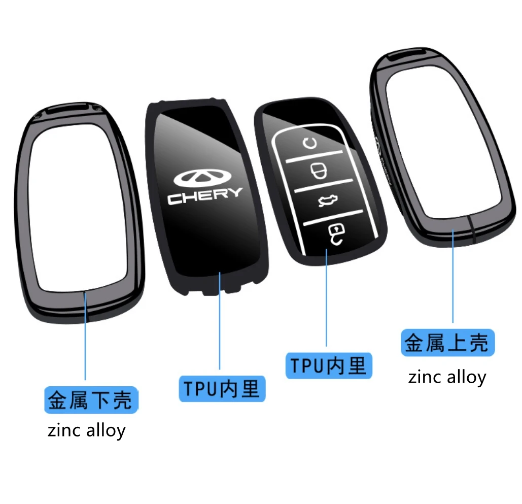 Auto-Schlüsselhülle aus Zinklegierung und TPU für Chery Jaecoo Tigo 7 8 Pro Max Omoda Tigo7 8 PlusJ6 J7plus J8 C5 5 Phev Premium – Detail 3