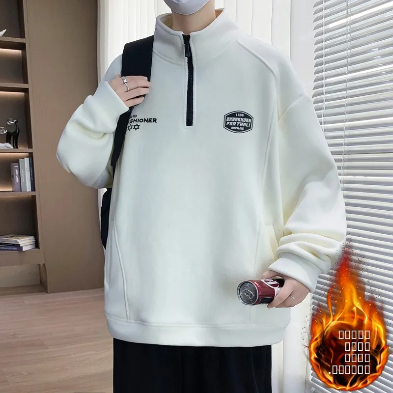 

Youth f Zipper Stand Collar Sweatirt Men Casual Winter Warm Trendy Brand Polar Fce Base Layer Jaet Versatile Outerwear