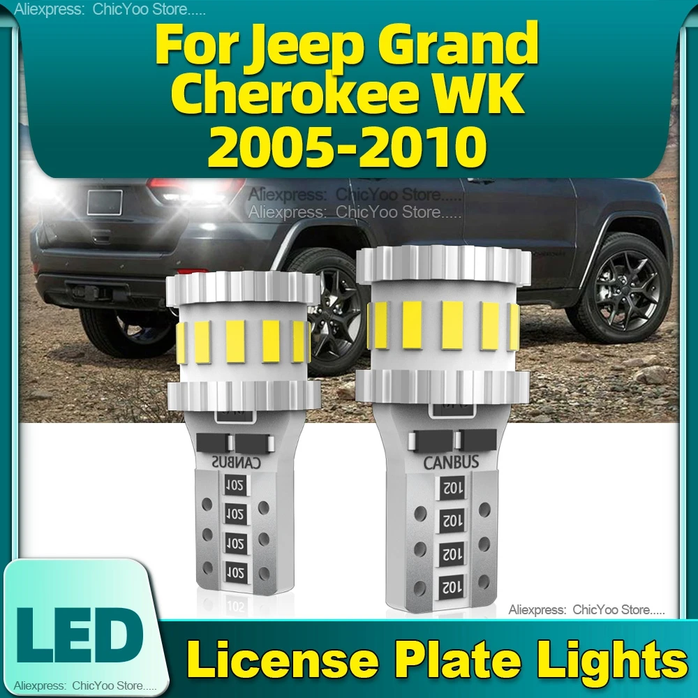 

2X T10 Led 18smd W5W Canbus License Plate Lights 6000K Bulbs For Jeep Grand Cherokee WK 2005 2006 2007 2008 2009 2010