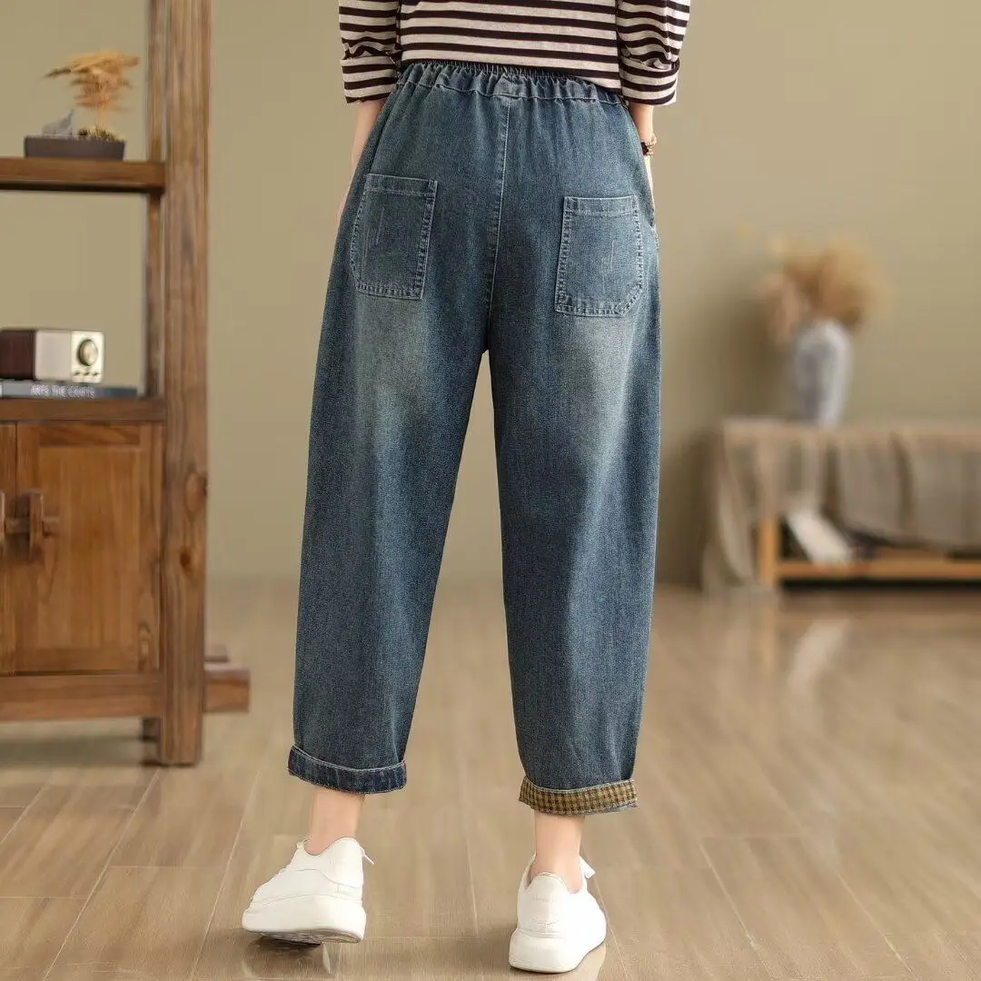 High Waist Jeans Woman Casual Loose Spring Denim Pants Vintage Embroidery Baggy Jeans For Women Harem Trousers Vaqueros Mujer