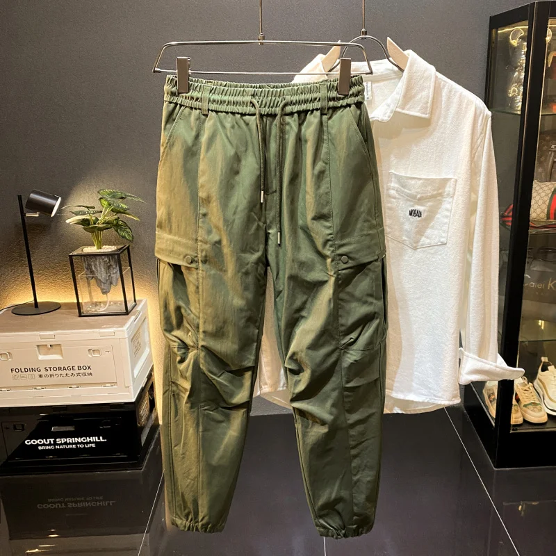 Высококачественные брюки-карго в американском стиле, мужские осенние 20225, новые свободные длинные брюки для бега, модные спортивные штаны-шаровары
