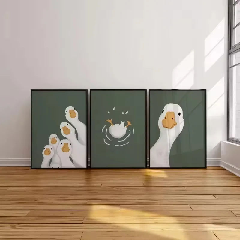 

Funny Cute Duck Animal Bathroom Playful Dark Nursery Art Poster Posters on the Wall Decoration Painting Office Decor
