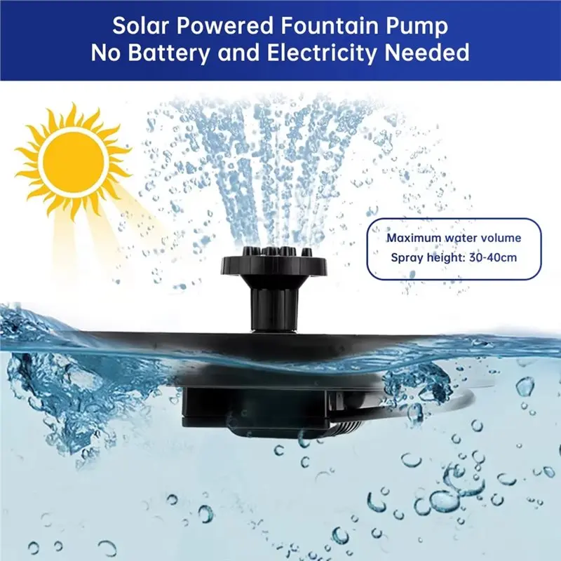 B23B 1W Solar Water Pump Circular Fountain Pump 150L/H 4 Nozzles For Bird Bath Garden Outdoor Pool Circulation 13X13cm