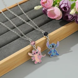 Anime Lilo and Stitch Necklace Cute Cartoon Figure Stitch Angel Pendant Neck Chain Collar Kawaii Jewelry Accessories