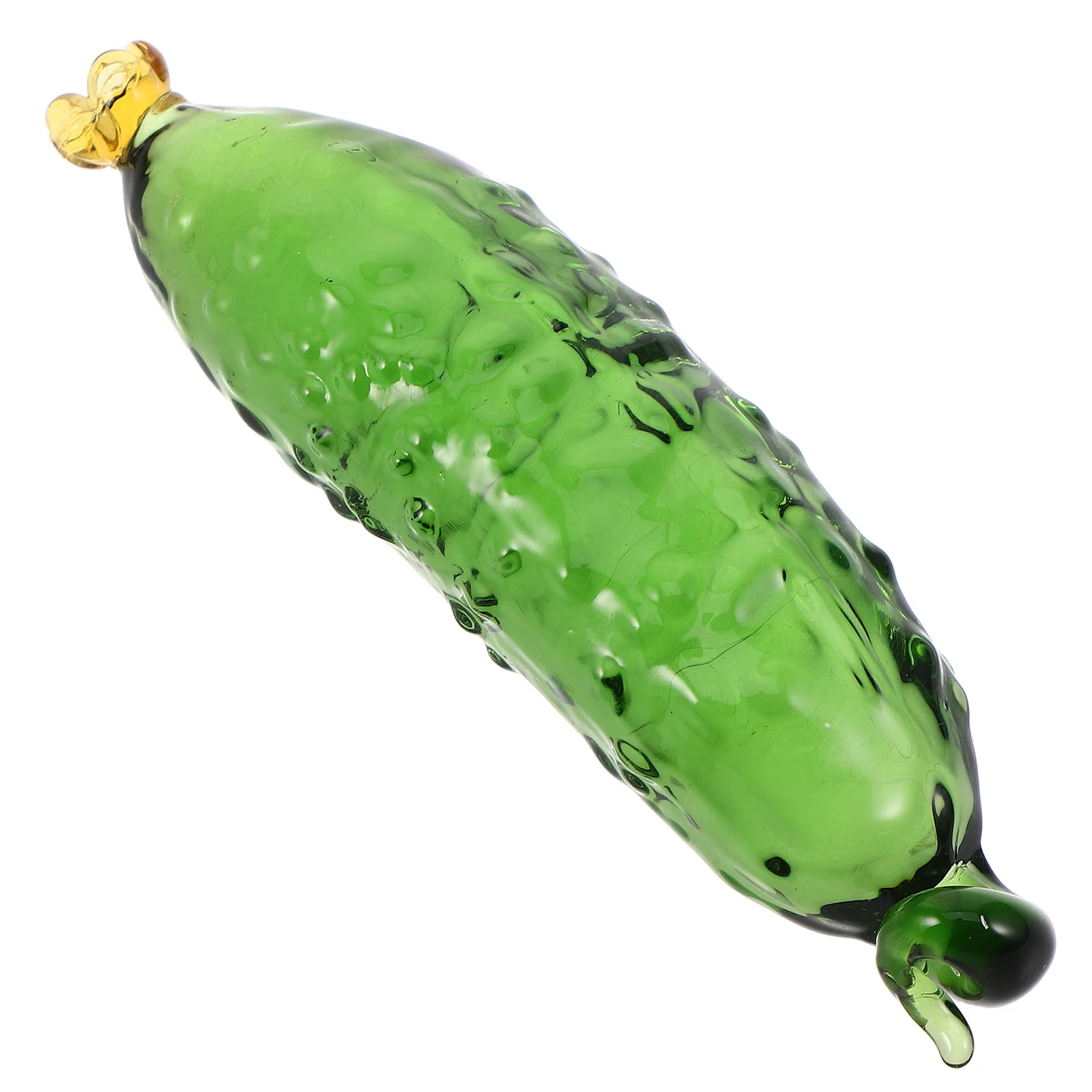 

Hand Blown Glass Cucumber Realistic Fake Vegetable Decorative Accent for Shelf Living Room Dining Area Modern European Style