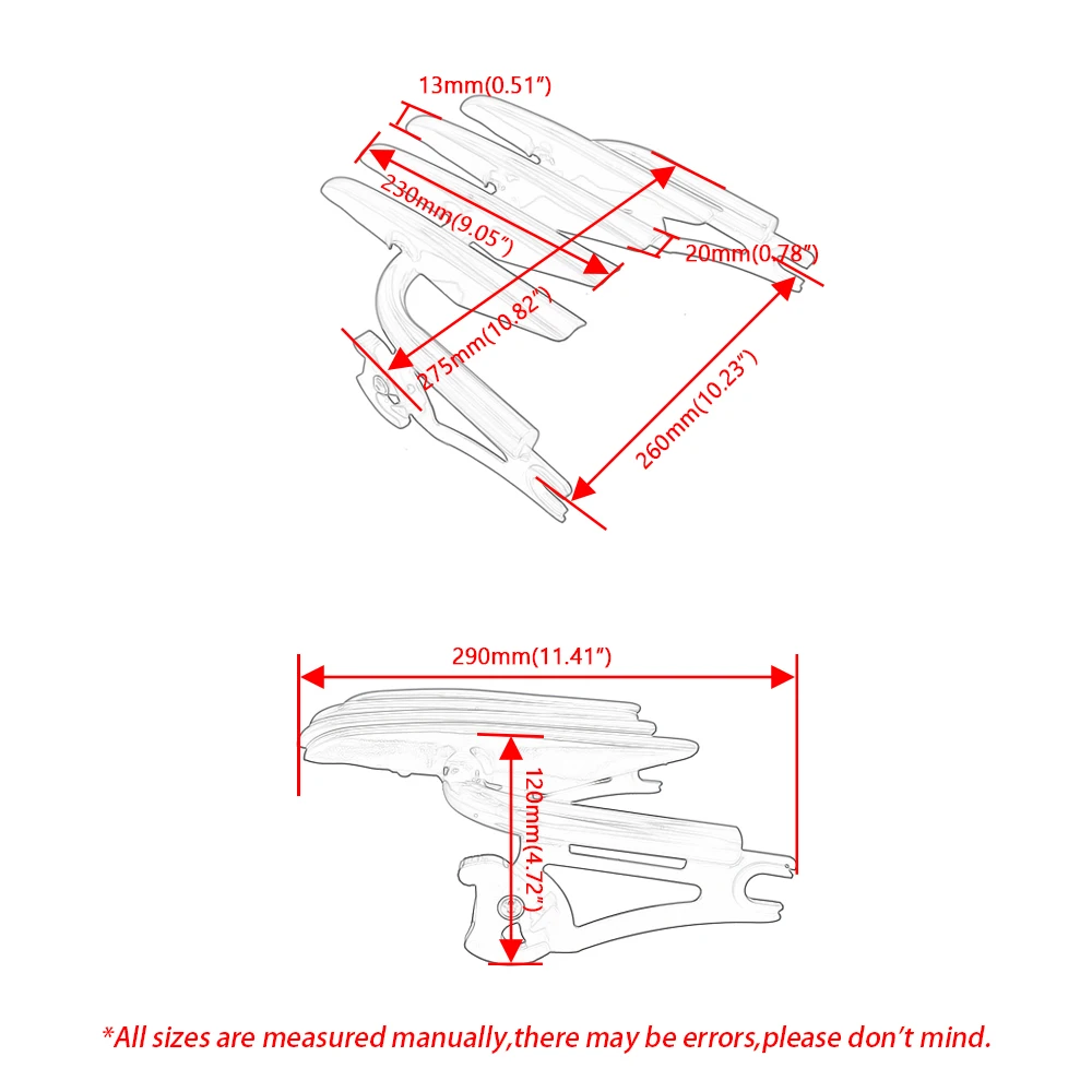 Stealth Luggage Rack Mounting Fit For Harley Touring Electra Glide Road King Street Glide Road Glide 2009+ Detachable Two Up