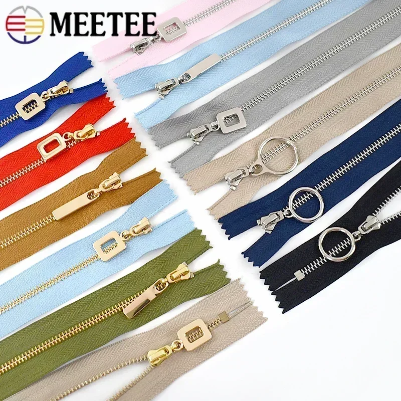 3Pcs Meetee 3# Metal Zippers 15/18/20/25/30cm Close-end Zips Auto Lock Zipper for Clothes Bag Pocket Zip Closure Sewing Material