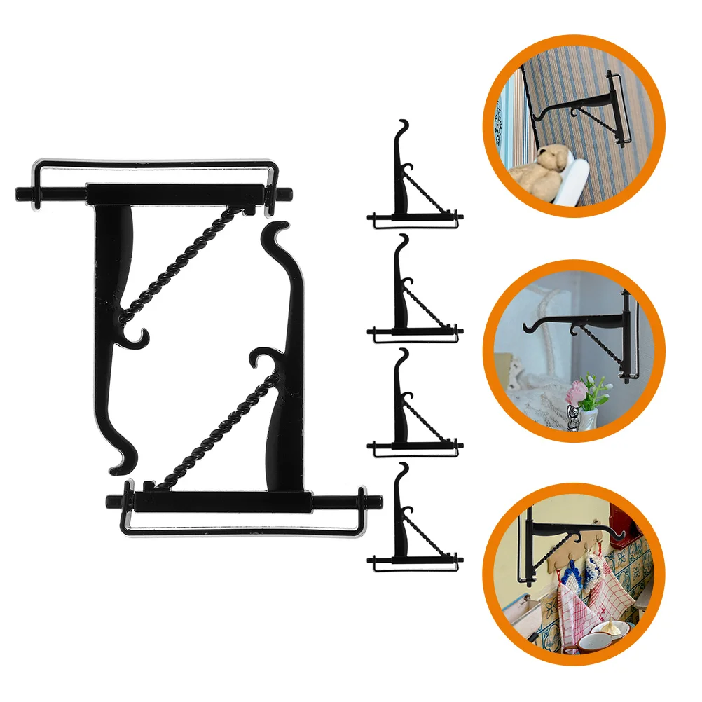 6-częściowy wieszak na ubrania Świąteczny haczyk do domku dla lalek Miniaturowe wsporniki Miniaturowe akcesoria Lekkie wieszaki Roślina Czarne lalki