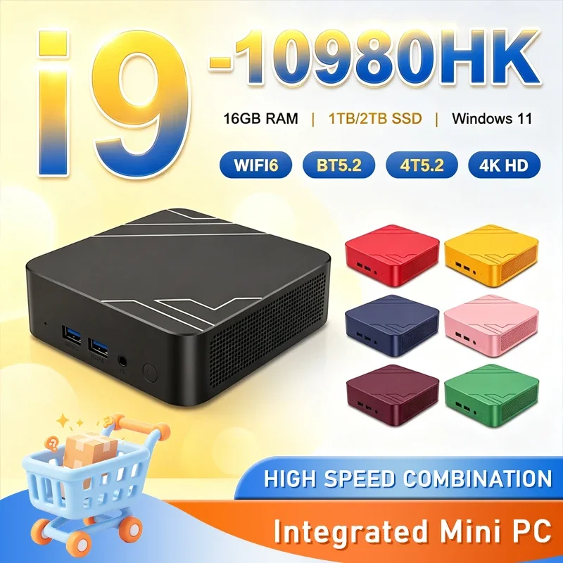 Mini PC Intel Core I9 10980HK 16GB RAM 2TB SSD Mini Desktop Computer WIFI6 BT5.2 4K HD Office Gaming Study Mini PC Windows 11