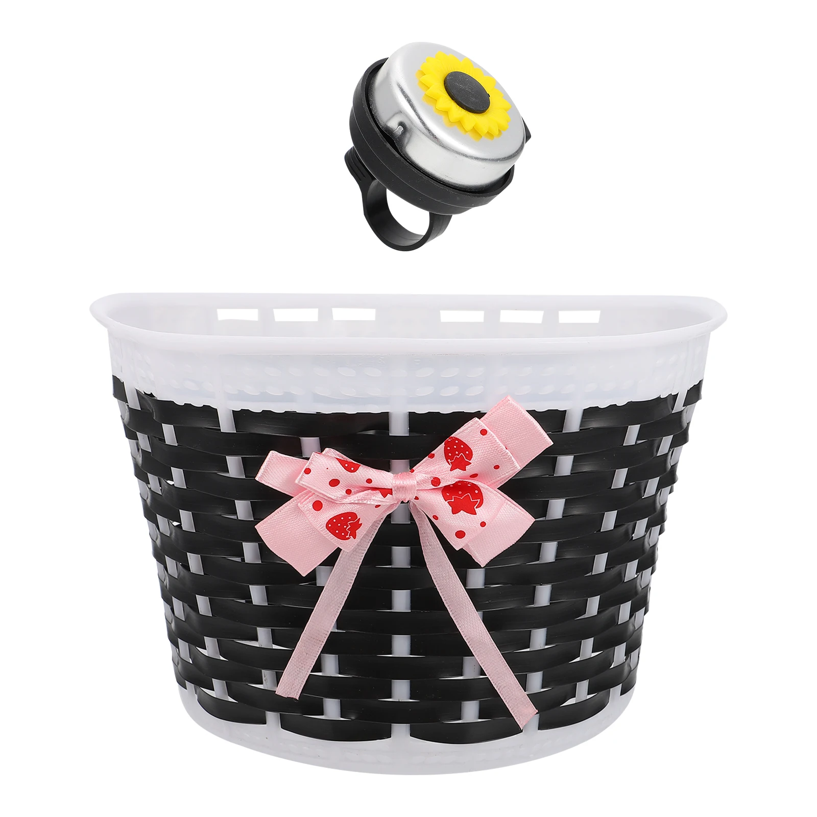 

Plastic Handmade Kids Bike Basket for Scooter Bicycle Storage Bow Knot Decoration Black Child Accessories Riding Gear