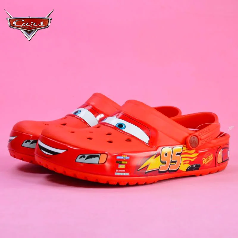 Aoger Disney Lightning Mcqueen Crocs Men Pixar Waterproof Summer Slippers Outdoor Beach Holey Shoes Sandals Woman Flip Flops New