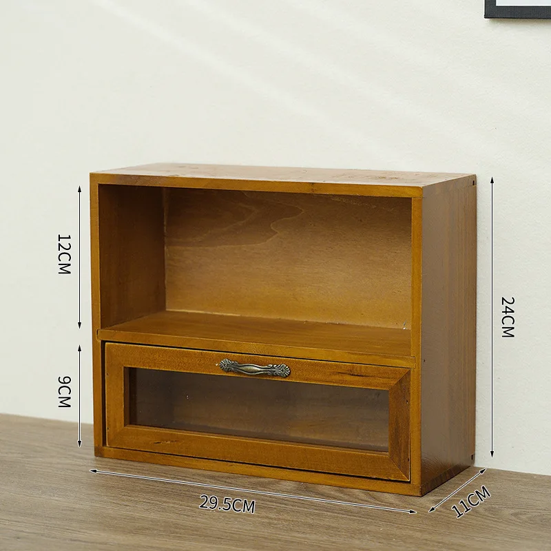 Coreano Ins Wind Retro Old wood Storage Cabinet cassetto tipo Desktop Rack scatola di profumo cosmetico cassetto da scrivania