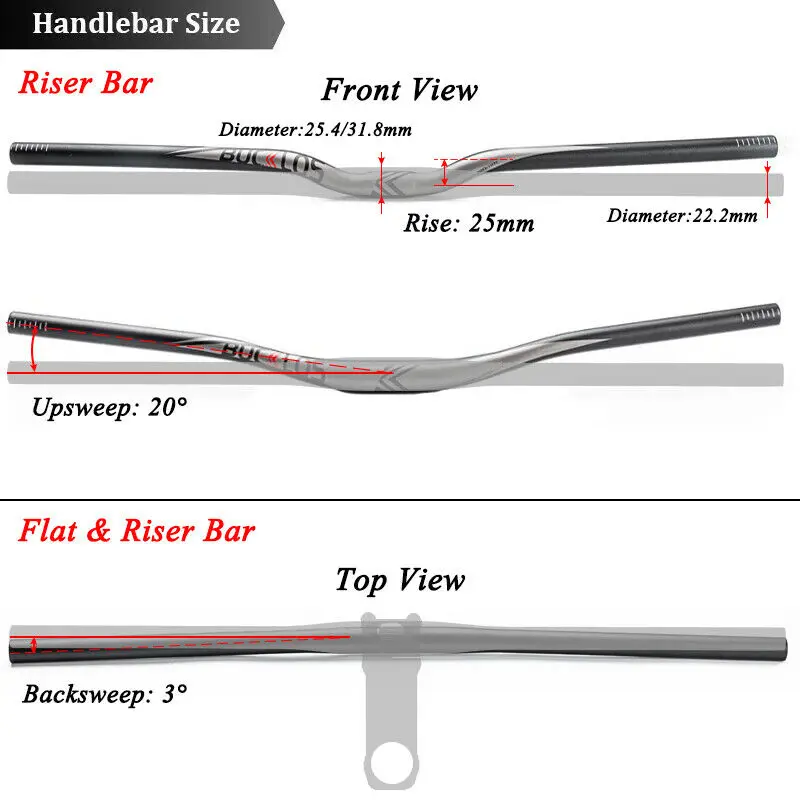 BUCKLOS Bicycle Handlebar Aluminum Alloy 25.4/31.8mm Mtb Handlebar 660/720/780mm Bike Flat/riser Bar Mountain Bike Part