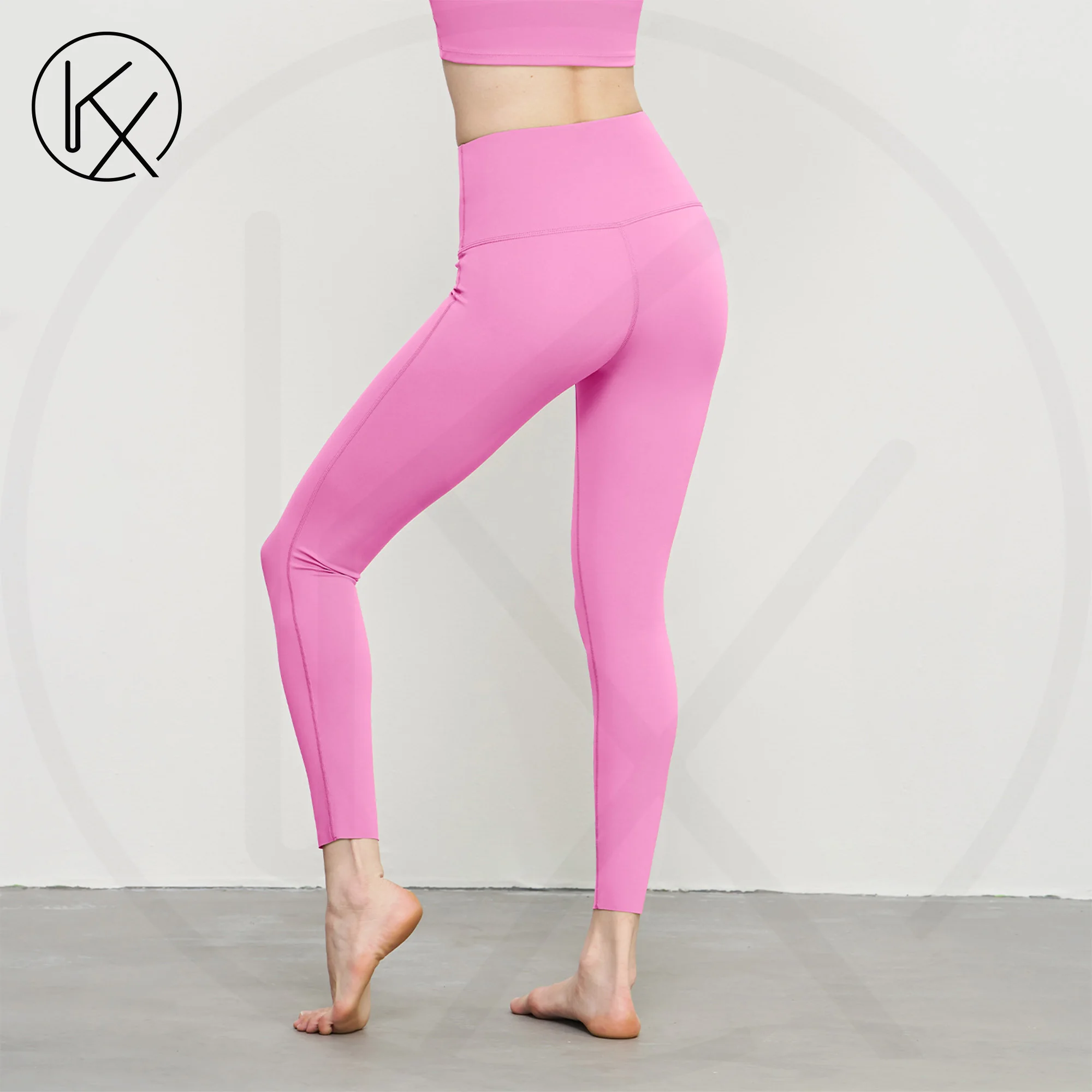 

kaixiggmm Nylon Women's Dopamine Color Yoga Pants Naked Silk Fitness Pants Cycling Pants Show Hip Shape
