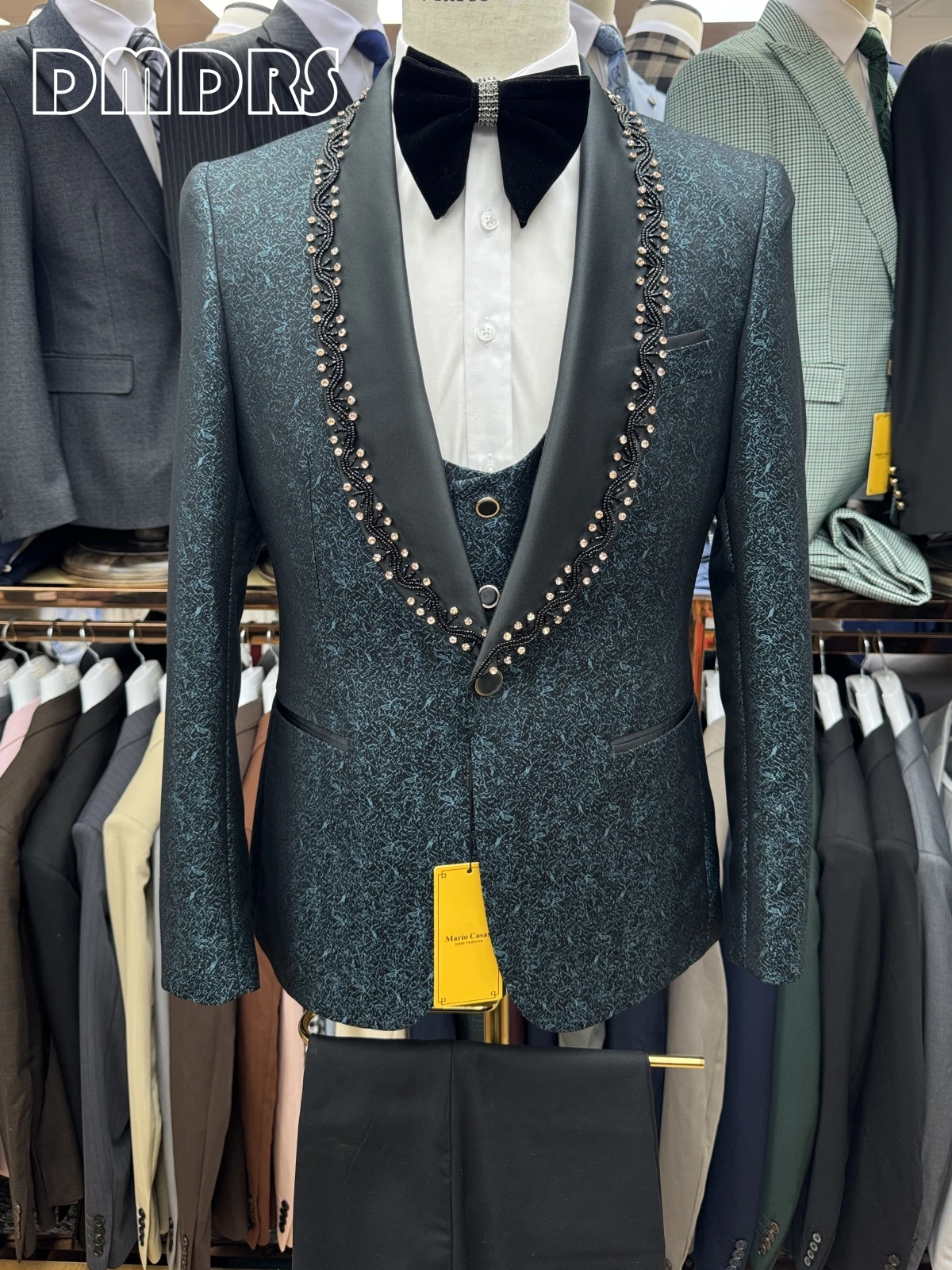 Haute Couture Men's Luxury Suit Set, High Quality Jacquard Men's 3-Piece Suit Set, One Button, Shawl Neck Blazer, Vest Trousers