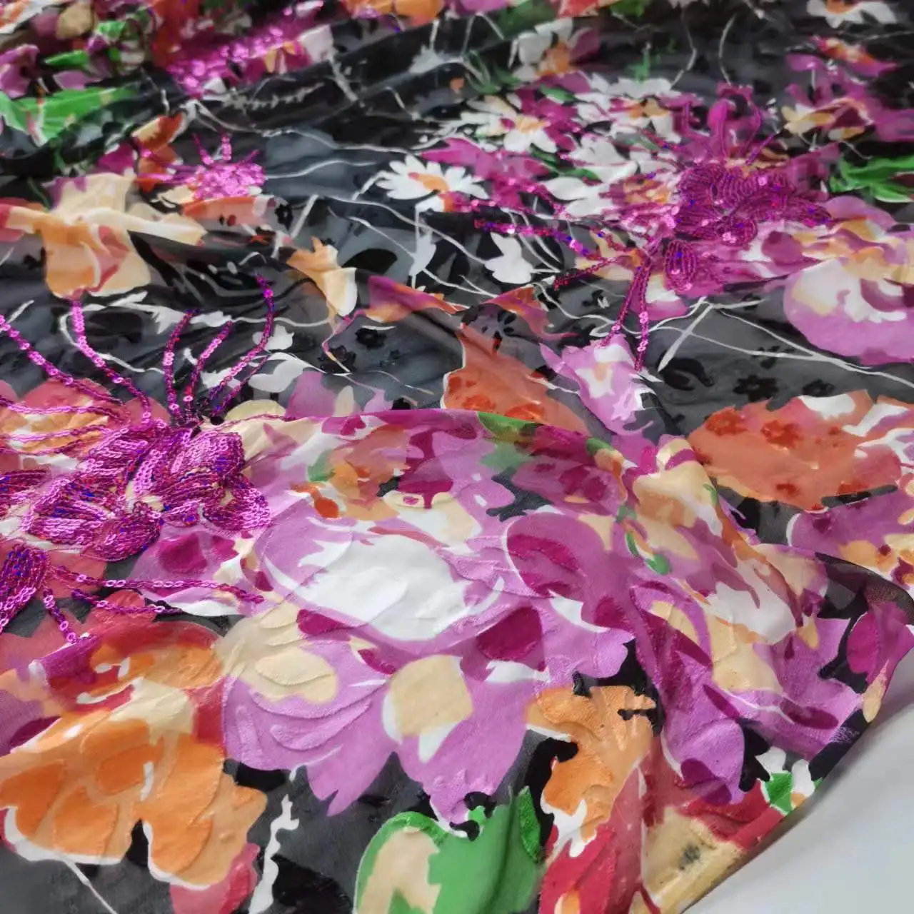 Sequin Silk Viscose Sewing Fabric Soft Burn-Out Pattern DIY Swissdot Cloth Dress Scarf Material