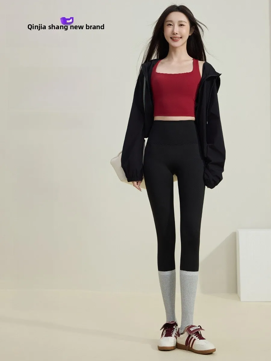 กางเกงโยคะเอวสูงผู้หญิงรุ่นใหม่ปี 2025 ทรงรัดรูป ผ้าหนังอาร์คสกิน ยืดหยุ่นสูง กระชับหน้าท้อง กางเกงพิลาทิสแบบรัดรูป