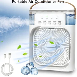 Mini ventilador móvel portátil elétrico silencioso, Condicionador do umidificador de ar, Refrigerador AC do pulverizador frio, Ventiladores de refrigeração, Home USB Ice, 3 em 1 água