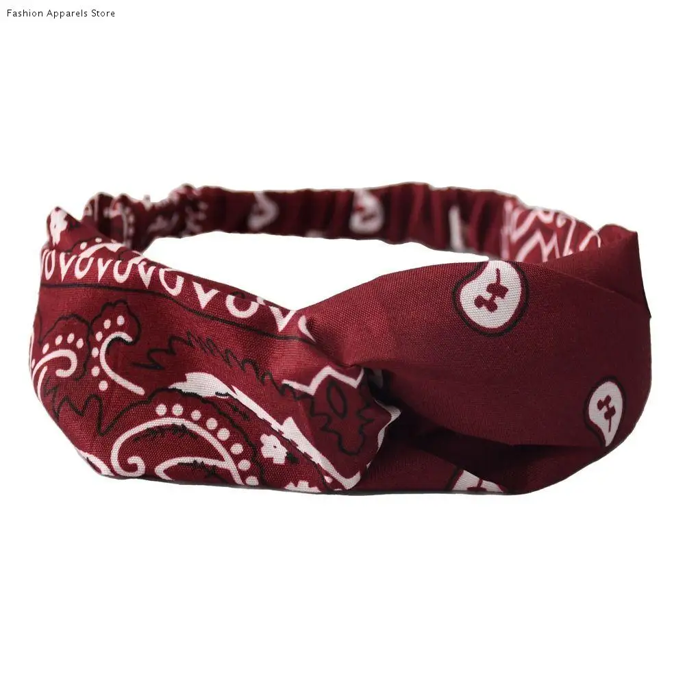 

Cashew Print Boho Knot Turbans Headwrap Ethnic Style Boho Cashew Nut Print Headband Sports Sweatband Floral