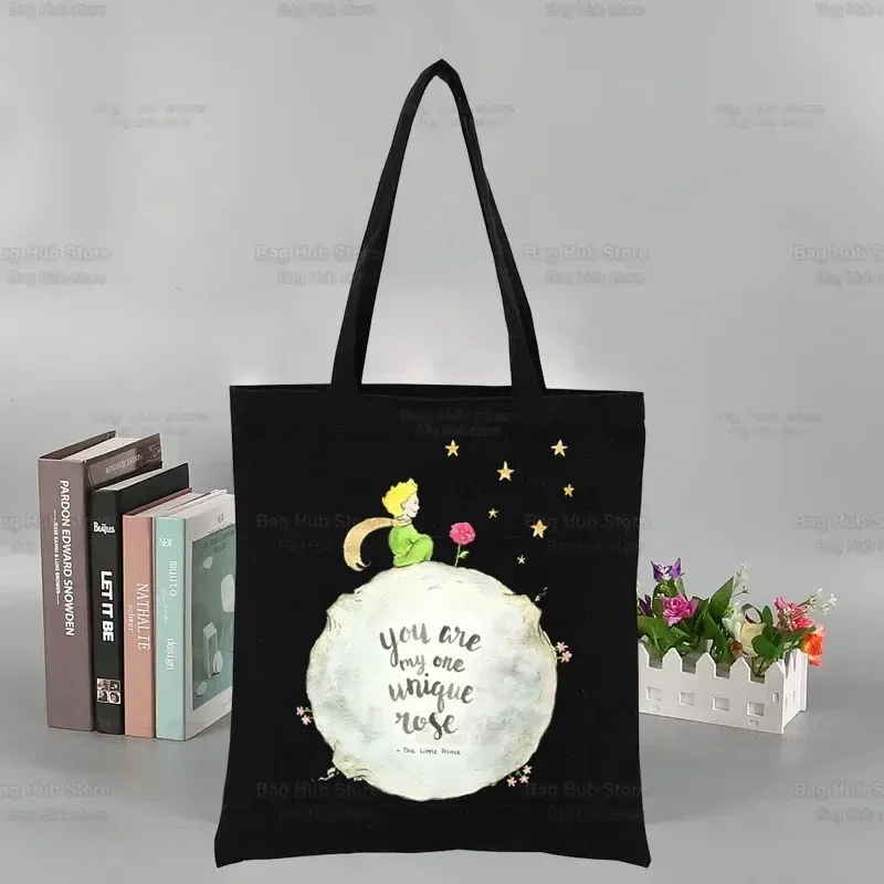 

Little Prince Inspired Artistic Canvas Tote Bag Durable Friendly Shopping Bag for Women and Men Perfect for Daily Use and Gifts