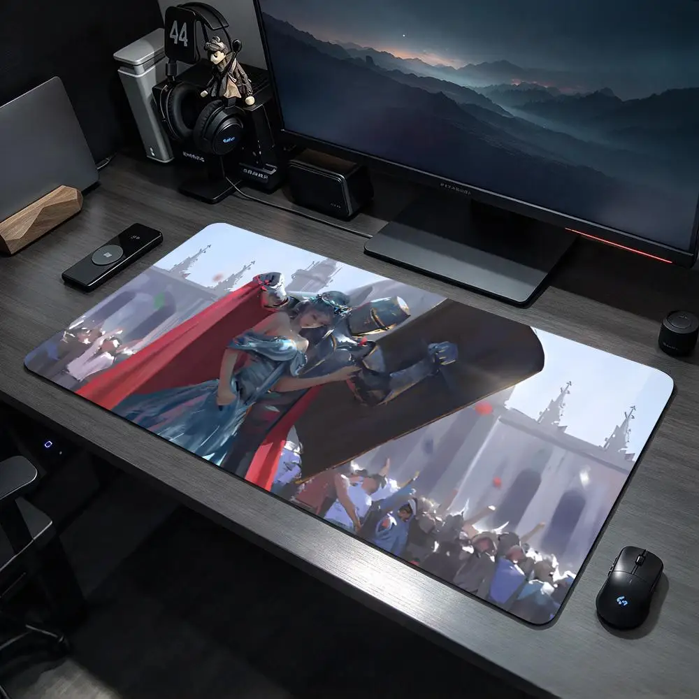Valiant Character K-Knight Warrior Mouse Pad Large Gaming Mousepad Desk Mat Non Slip Bottom Featuring Stitched Edges