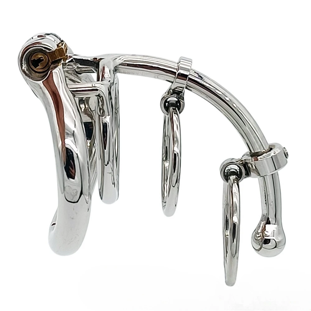 Unique Design Stainless Steel Chastity CageOpenable Arc Ring Lock, Male Genital Restraint Abstinence Adult Sex Toy & Adult Game