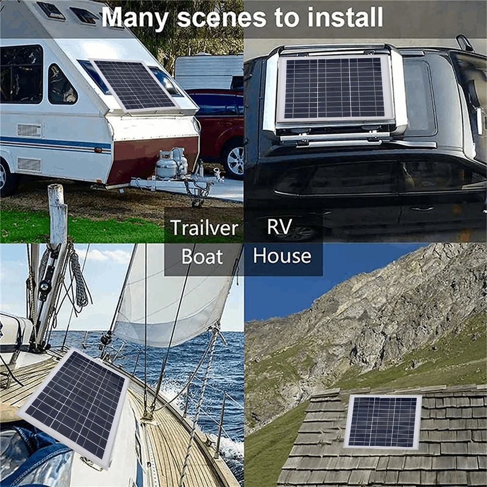 200W Dual Panel Solar Kit With 10A Controller Polycrystalline PV For RV Boat Camper Off Grid Home Power System