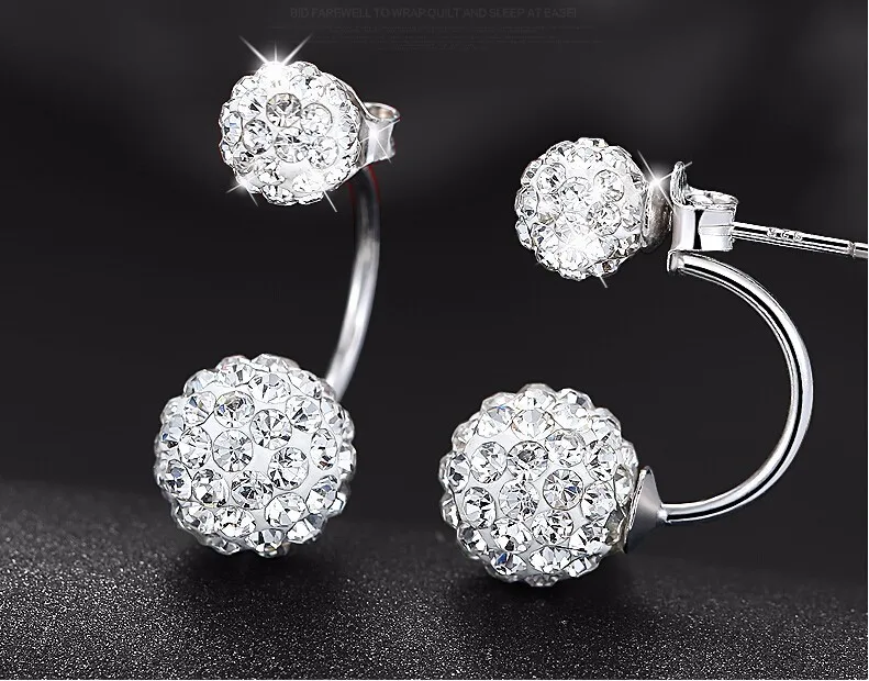 Promotion 925 Sterling Silver Fashion U Bend Shiny Shambhala Ball Ladies Stud Earrings Jewelry Allergy Free Wholesale Gifts