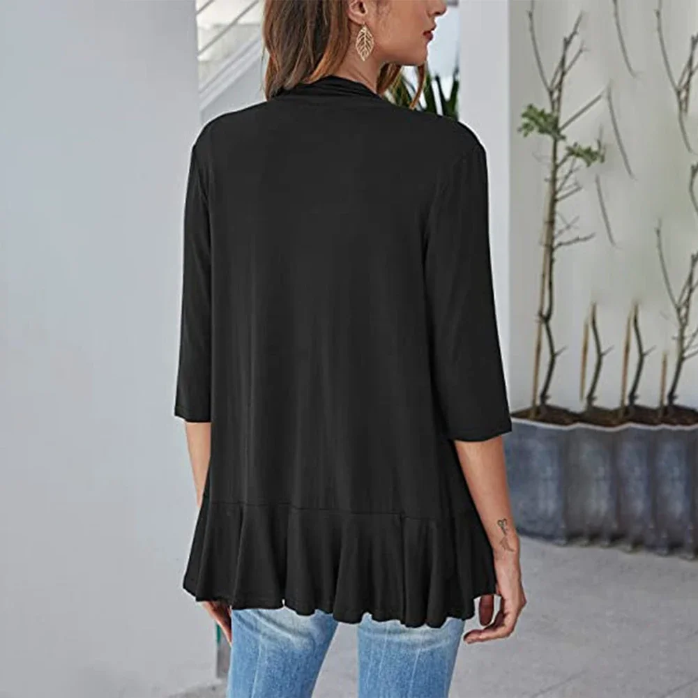 

Fashionable Women's Lightweight Cardigan Open Front Bolero Shrug 3/4 Sleeve Cropped Top Jacket Variety of Colors