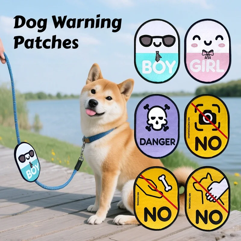 1PCS Dog Leash Warning Patches - Interactive Hook & Loop Dog/Cat Alert Tags for 
