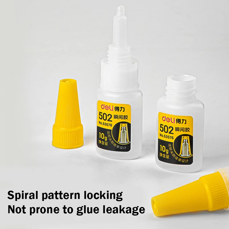 Deli 502 Super Glue 1-3pcs Instant Quick-Drying Cyanoacrylate Adhesive Leather Spiral Design For Anti Clogging Liquid Glue Tool