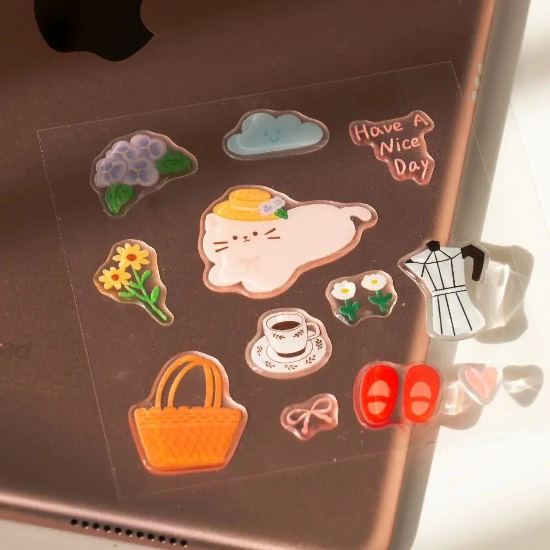 

3D Relief Jelly Stickers 2026 Kitten Design High Value Self Adhesive for Computer Phone Case CCD Camera DIY