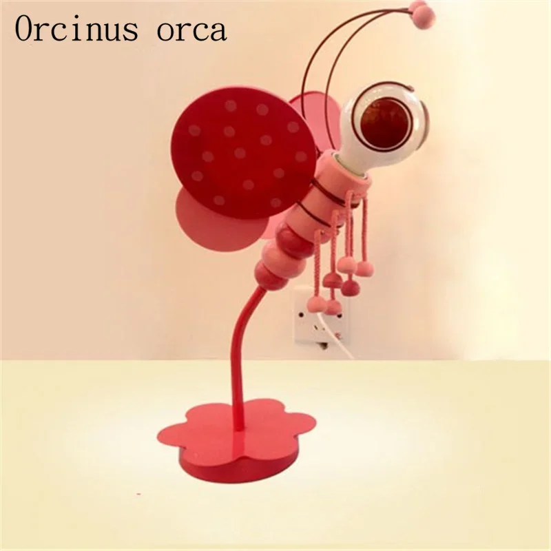 Creative cartoon honeybee chandelier children's room Princess Room Boy Girl Bedroom personality pink insect ceiling light image 3