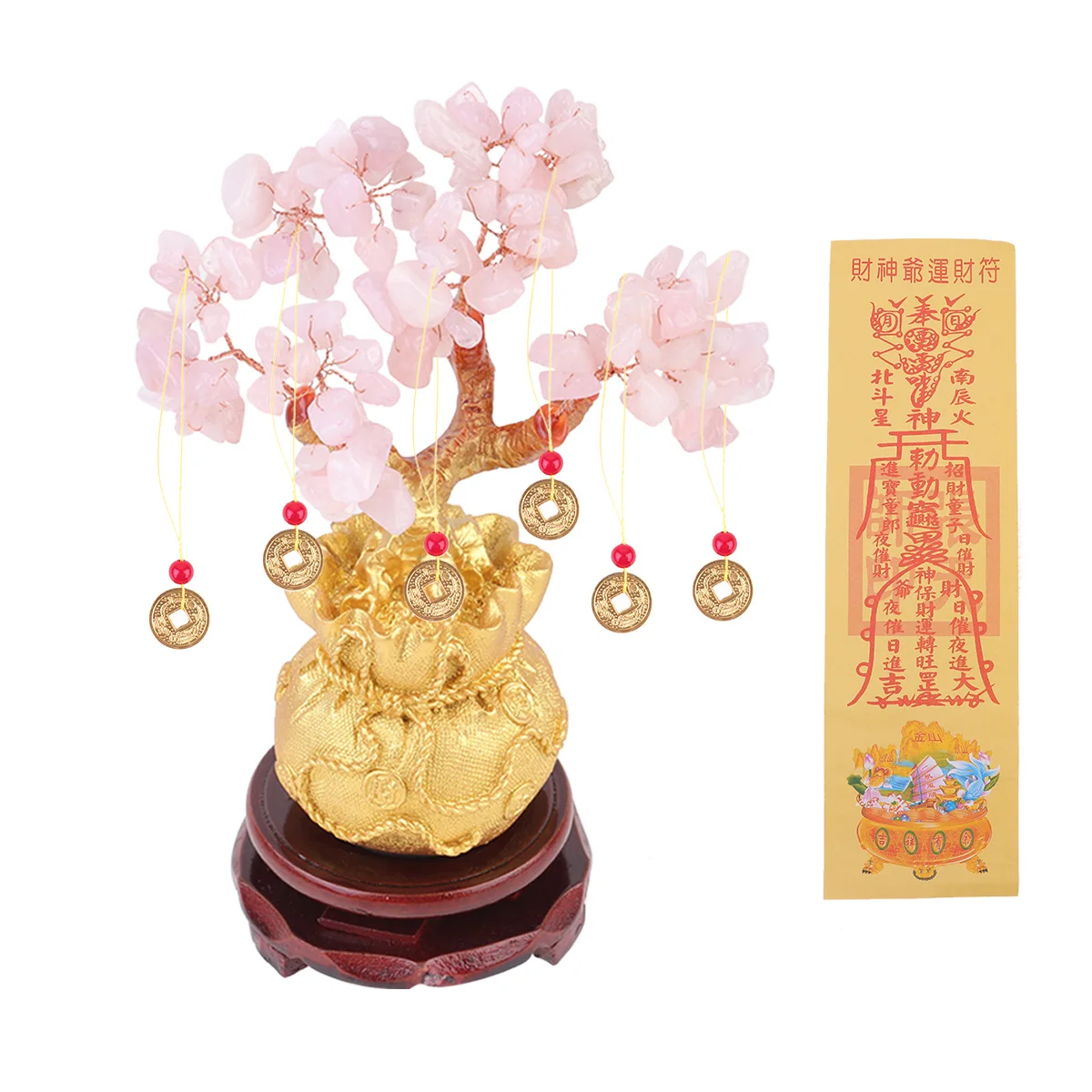 

Crystal Decor Money Tree Ornament Bonsai Style Home Office Decoration Pink Crystal S Size Wealth Prosperity Gift Natural Stone