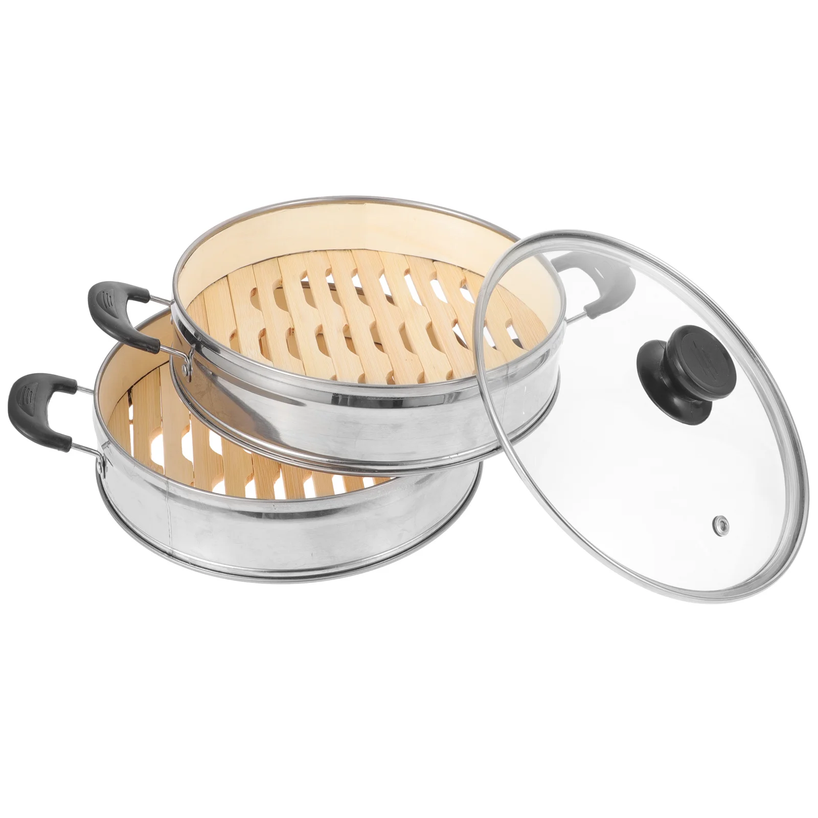 

1 Set Bamboo Steamer Basket Steaming Rack For Dumplings Dim Sum Vegetables Rice Chinese Cooking Accessories Kitchen Steam Pot