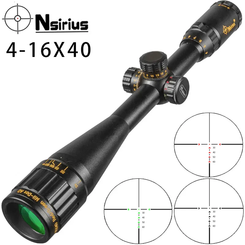 

NSIRIUS 4-16X40 AO Riflescope Optical Sight Gold Tactical Red Green llluminate Crosshair Hunting Air Rifle Sniper Scope