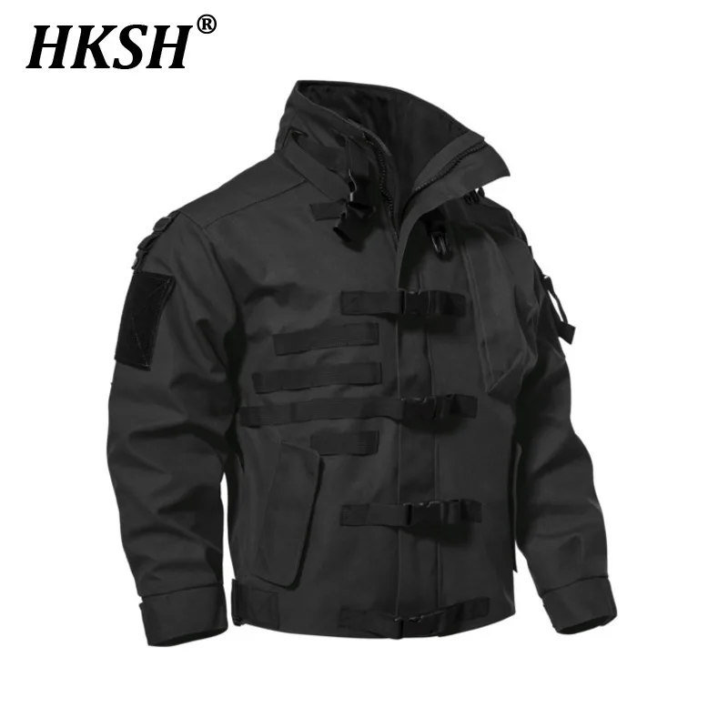 HKSH Spring Autumn New Motorcycle Tactical High Energy Jackets Zipper Stand Collar Men\'s Tide Black Charge Coat Outdoor HK0970