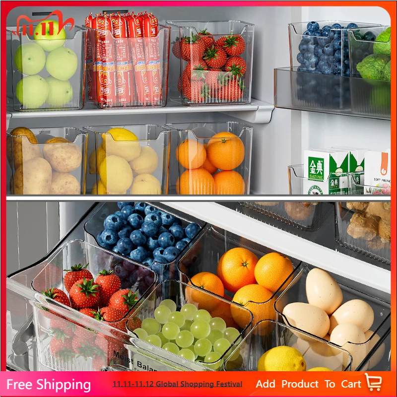 

1PCS Refrigerator Side Door Storage Box Food Vegetable Fruit Eggs Fresh Organizer Household Kitchen Fridge Containers Boxes