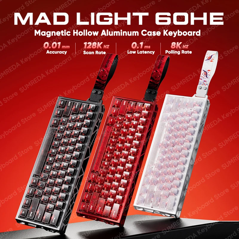 

Madlions MAD Light 60 HE Magnetic Mechanical Keyboard Aluminum Hollow RT0.01 8K Wired Gaming Keyboard Rapid Trigger Rgb Keyboard